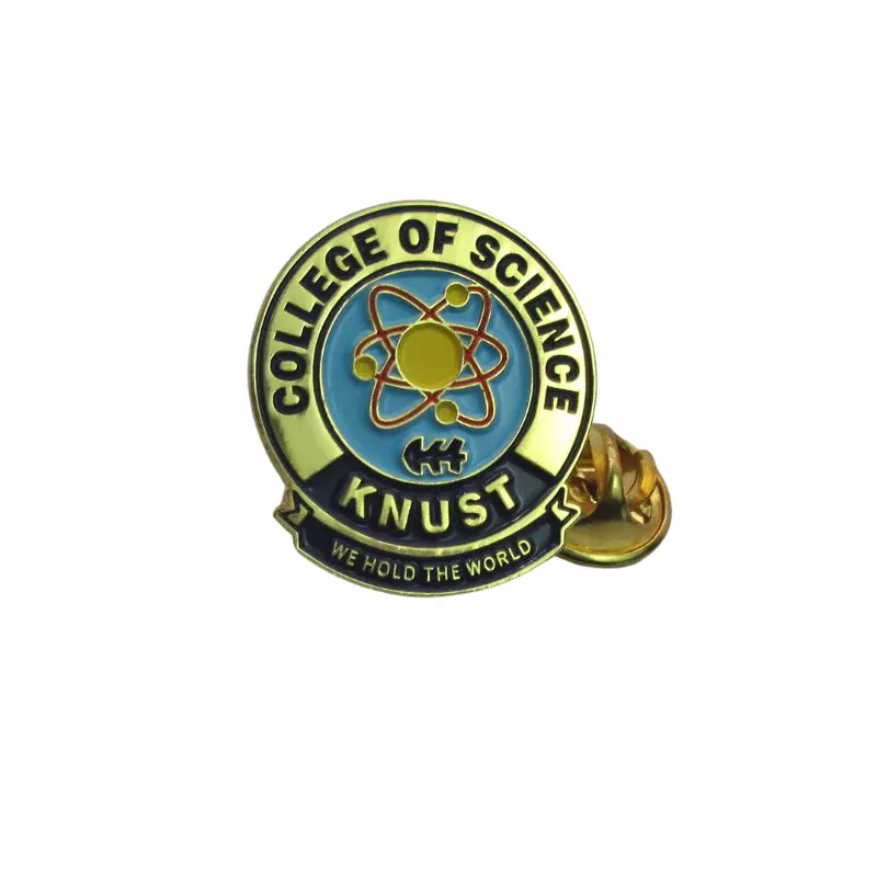 College gold pin badge