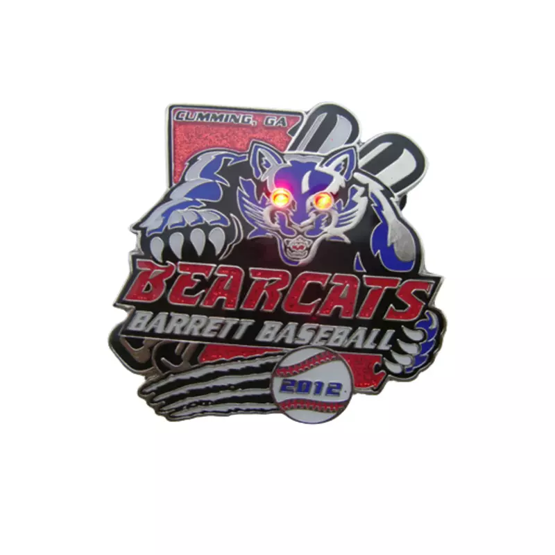 Flashing baseball trading pin badge