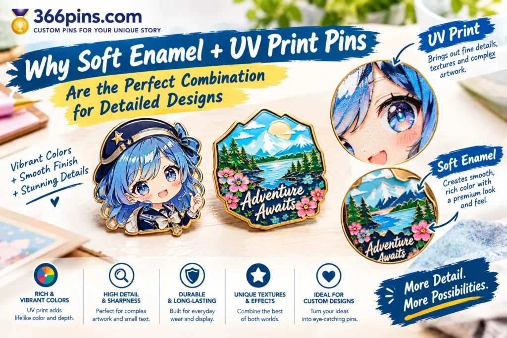 Soft Enamel and UV Print Pin Showcase